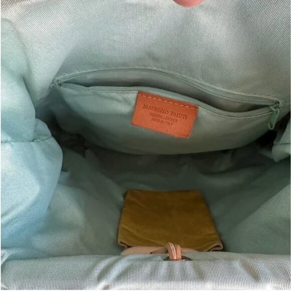 Maurizio Taiuti Yellow Leather with Canvas Crossbody Strap and Leather Handle - Picture 5 of 8